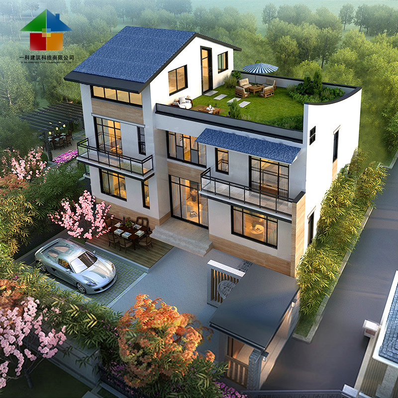 yk3204新农村三层现代风别墅设计图纸自建房子新款房屋设计效果图