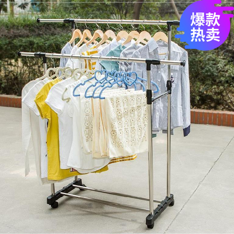 户外晒被杆式晒衣服架子杆式可伸缩客厅家用衣挂家庭室外晾衣架