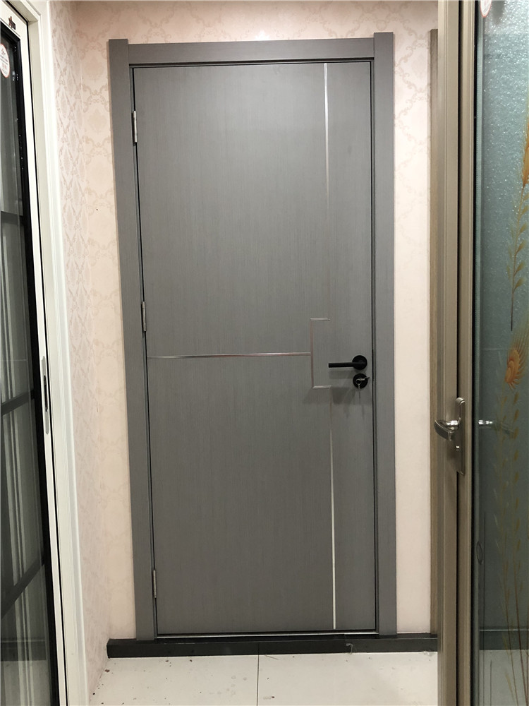 房间门卧室门环保生态门免漆现代简约北欧日式平板铝条门东莞上门