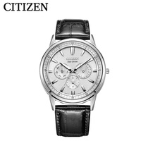 西铁城CITIZEN不锈钢镀复古皮带光动能男表BU2071-01A