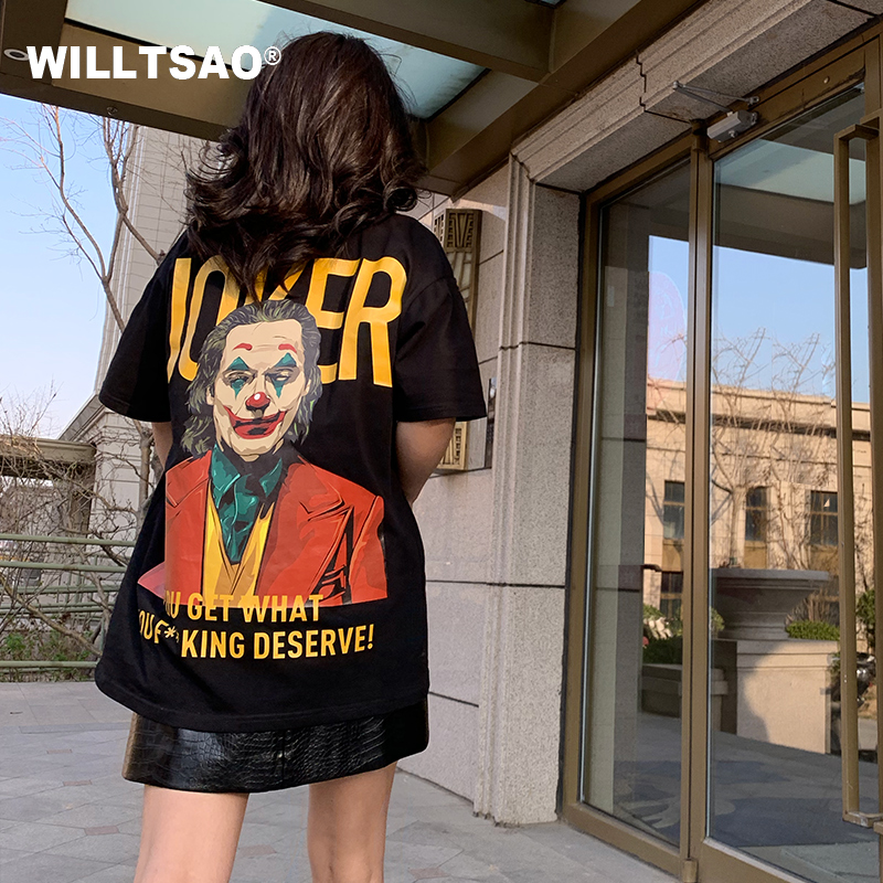 willtsao国潮牌正品短袖小丑joker后背印花oversize宽松男女t恤