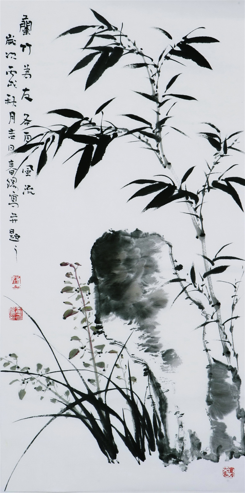 名家 霍春阳 风格写意花鸟【158】国画 兰花竹子 字画手绘 三尺竖