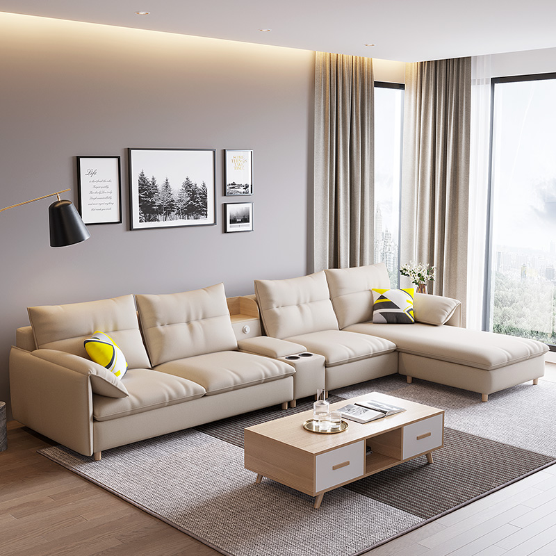 2020新款小户型布艺沙发简约现代客厅科技布乳胶北欧风格免洗沙发
