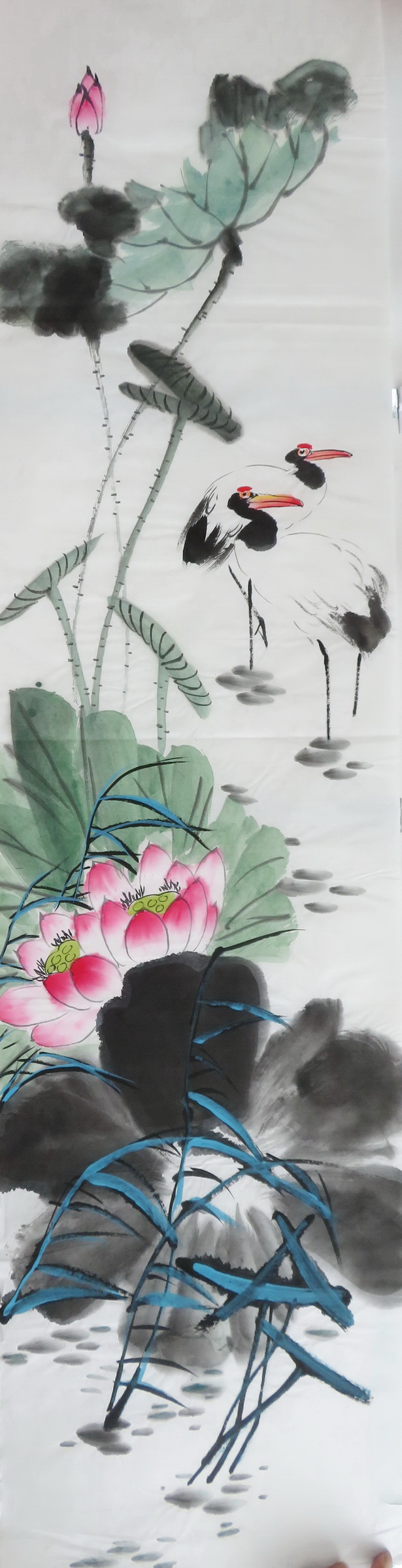 手绘花鸟国画字画特价四尺对开荷花单幅客厅装饰挂画写意画e-50