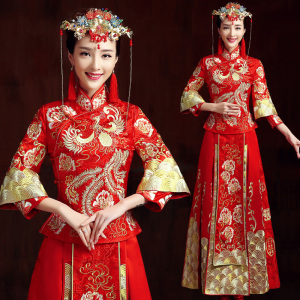 baby同款秀禾服新娘结婚嫁衣中式礼服2018新款秀禾女敬酒服龙凤褂旗袍