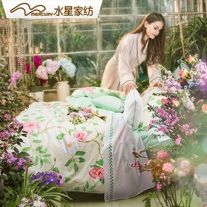 水星家纺 全棉斜纹印花四件套 花韵凝香 春季2017新品四件套