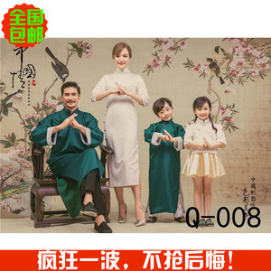 新款韩版儿童摄影服装影楼一家四口全家福旗袍亲子装主题写真拍照摄影服装