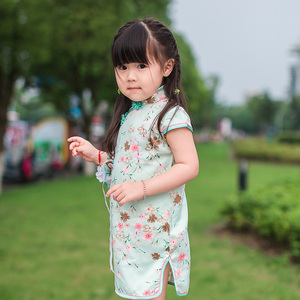旗铂儿童女童旗袍夏2017新款中国风复古宝宝女大童旗袍母女亲子装儿童旗袍