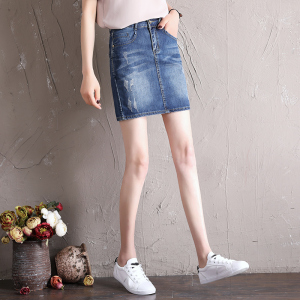 高腰牛仔裙半身裙子女夏季新款韩版学生大码显瘦包臀裙一步裙短裙一步裙