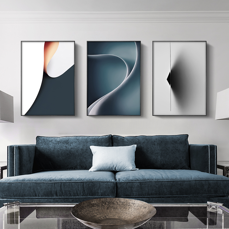 现代简约客厅装饰画 沙发背景墙极简壁画挂画 抽象北欧艺术三联画