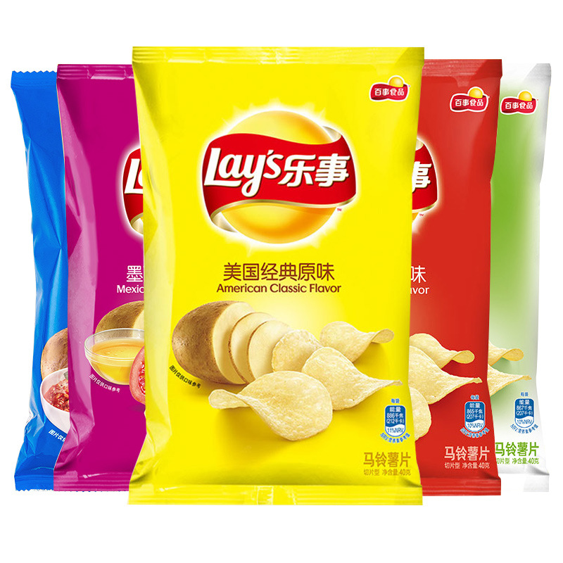 lay's 乐事薯片土豆片 休闲零食膨化原味黄瓜烧烤番茄红烩味 40g