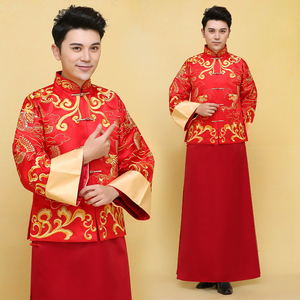 2017新款中式敬酒婚礼礼服男装马褂结婚秀禾服男古装新郎敬酒服秋古装