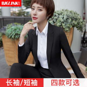 黑色小西装西服女上衣外套面试工作服长袖工装职业西装外套女正装职业装