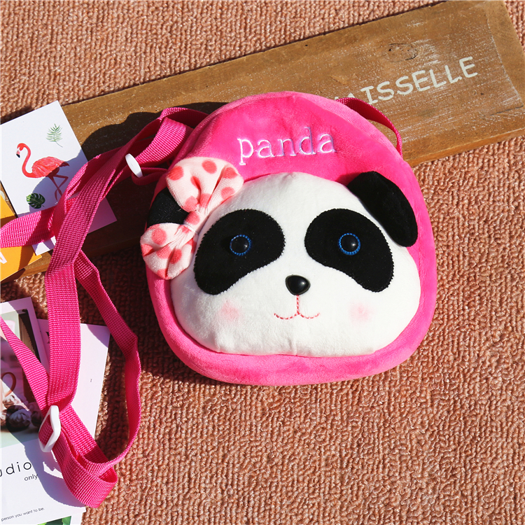 韩国可爱卡通动漫毛绒斜挎包熊猫手机包迷你小包学生女包儿童包包