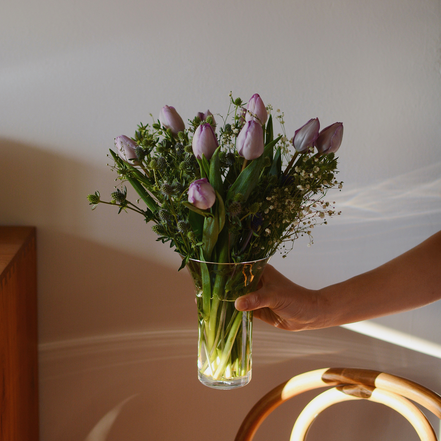 手工玻璃Bouquet欧月玫瑰花瓶