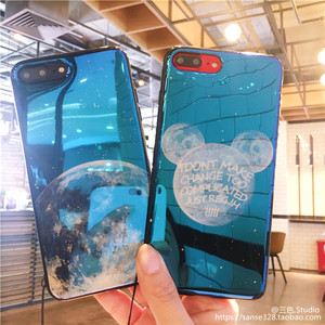 创意镭射蓝光星空iphoneX 6s手机壳苹果7plus全包软胶保护套挂绳8苹果手机壳