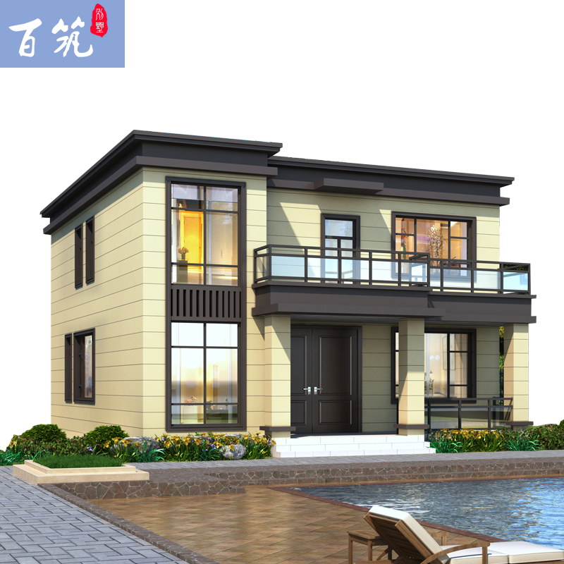 2162农村二层别墅房子设计图纸全套2两层现代风格自建房平顶楼房