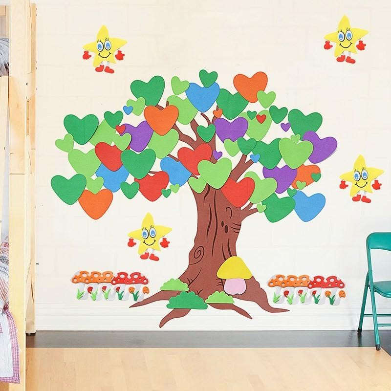 活动幼儿园六一儿童节孩子墙树感恩墙贴树家庭贴纸成长树创意愿望