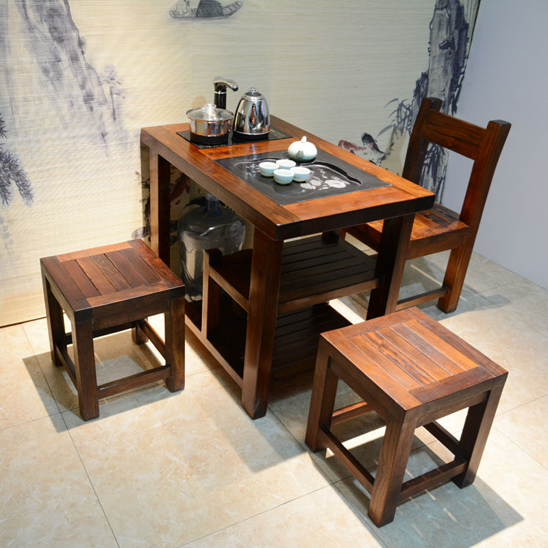 老船木茶桌椅组合功夫茶台整装家用小茶桌中式仿古小型阳台茶桌
