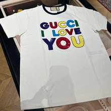 Купить Gucci / Gucci оригинальные женские чистые круглые воротнички LOGO цветные блестки футболки с короткими рукавами