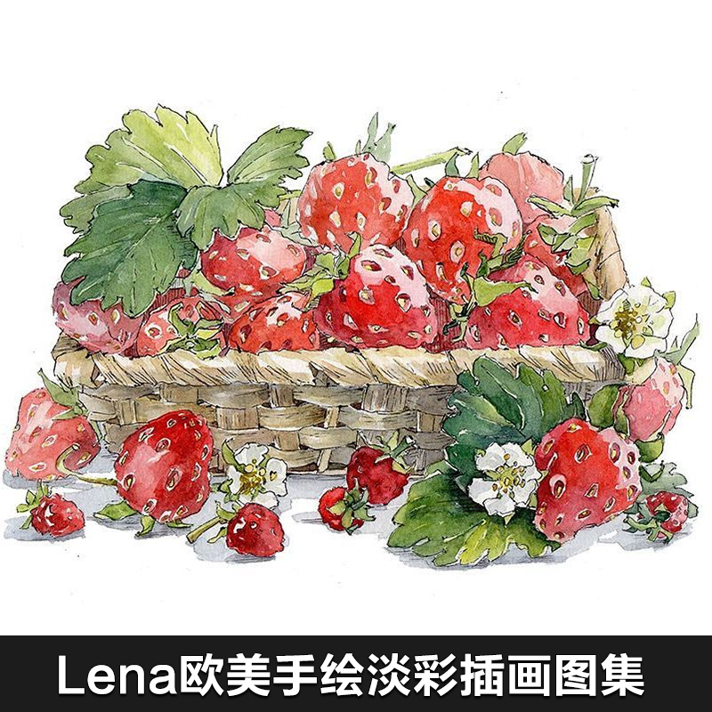 lena欧美手绘钢笔淡彩水彩建筑街景动物人物静物临摹图集插画素材