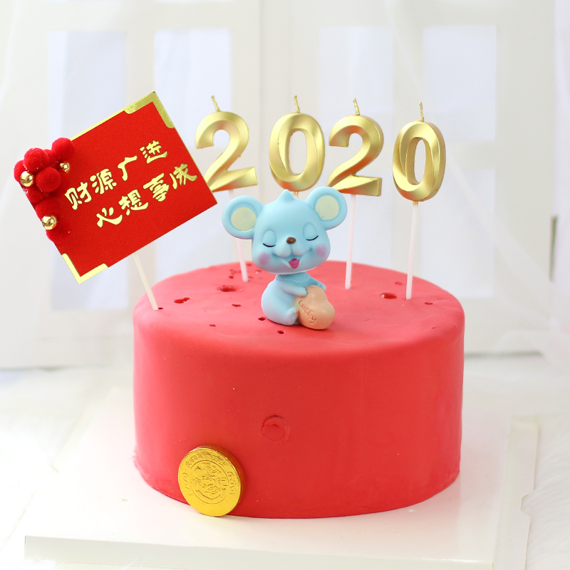 2020鼠年蛋糕装饰品 摇头老鼠汽车摆件宝宝生日烘焙卡通玩具摆件