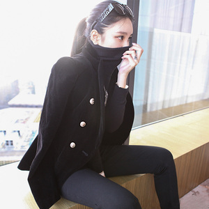 黑色双排扣小西装女 2017春装巴尔曼短款休闲显瘦金丝绒西服外套女士西装