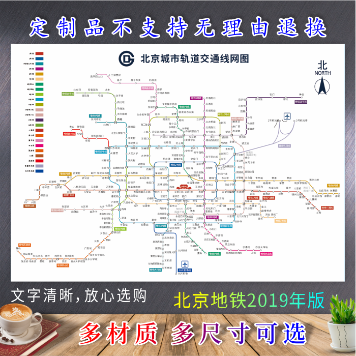 2019版首都北京地铁换乘线路图海报轨道交通出行图贴图规划图定制