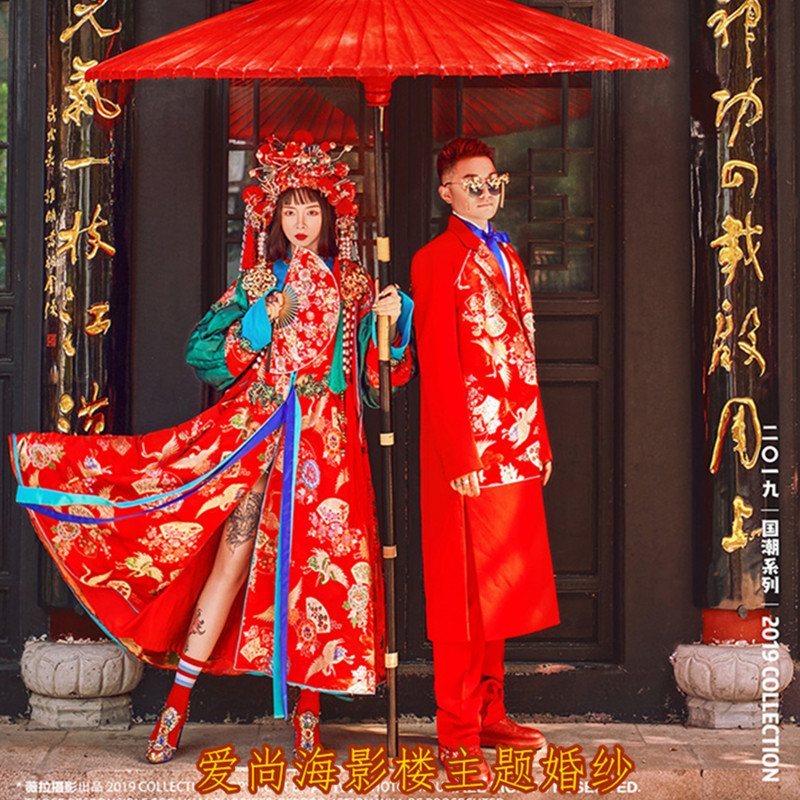 展会新款影楼婚纱摄影外景旅拍 国潮主题 复古中国风旗袍中式服装