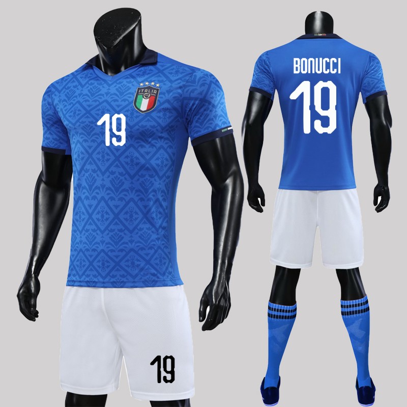 意大利球衣2020欧洲杯国家队主场博努奇19号足球服套装定制队服