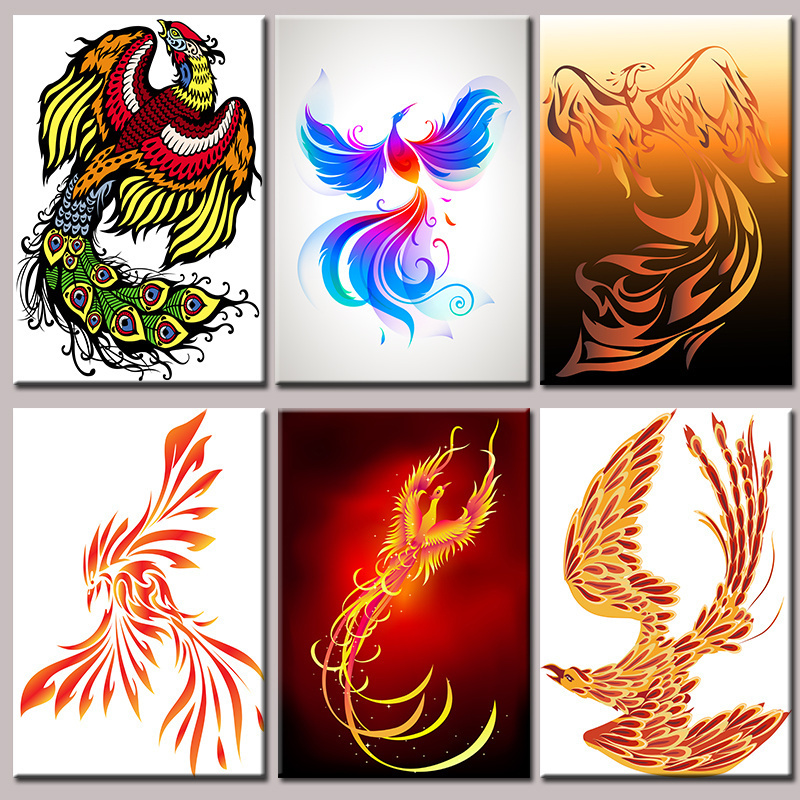 中式民族风装饰画 中国传统图腾壁画 辟邪招财火凤凰风水挂画画芯