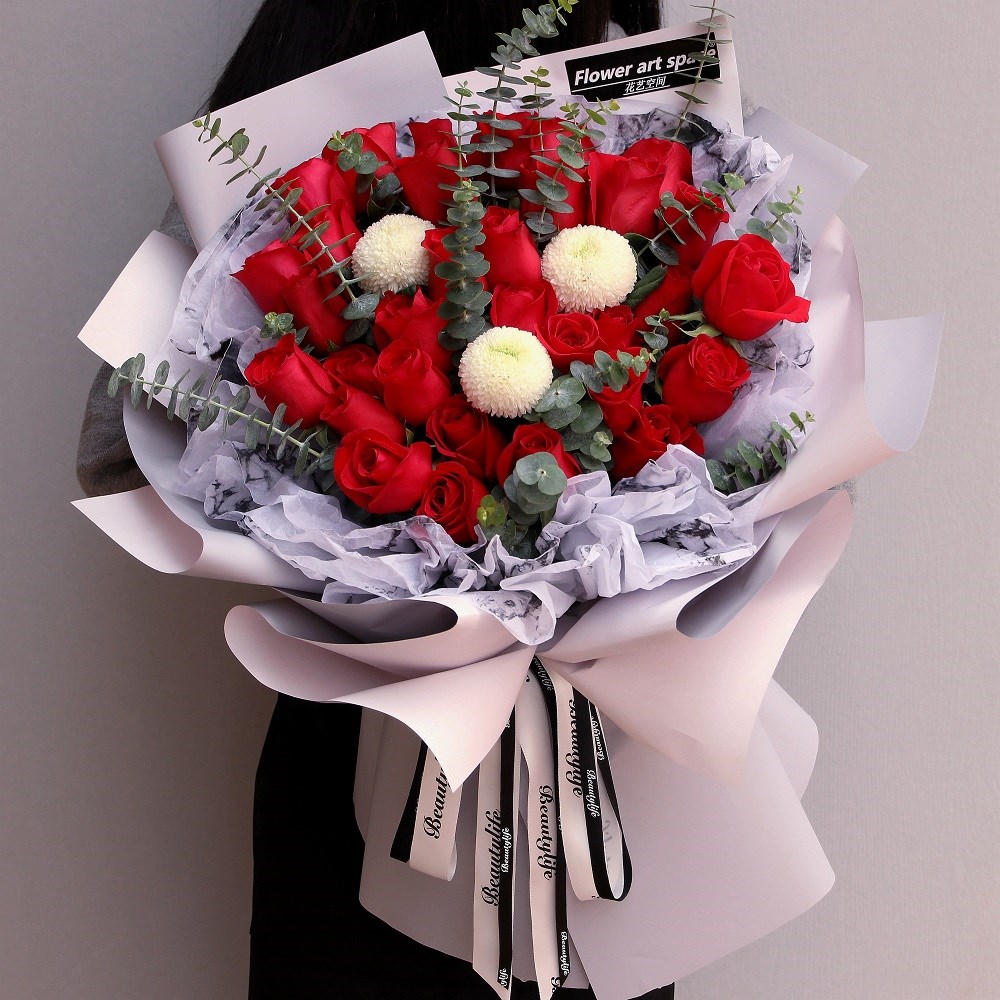 母亲节33朵粉红玫瑰鲜花速递生日北京上海广州深圳同城花店送花束
