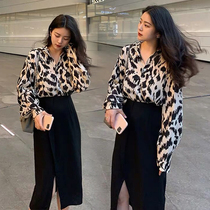 Plus size women's autumn fat sister, slightly fat and thin, fried street fashion suit, skirt, fat mm scheming two-piece trend