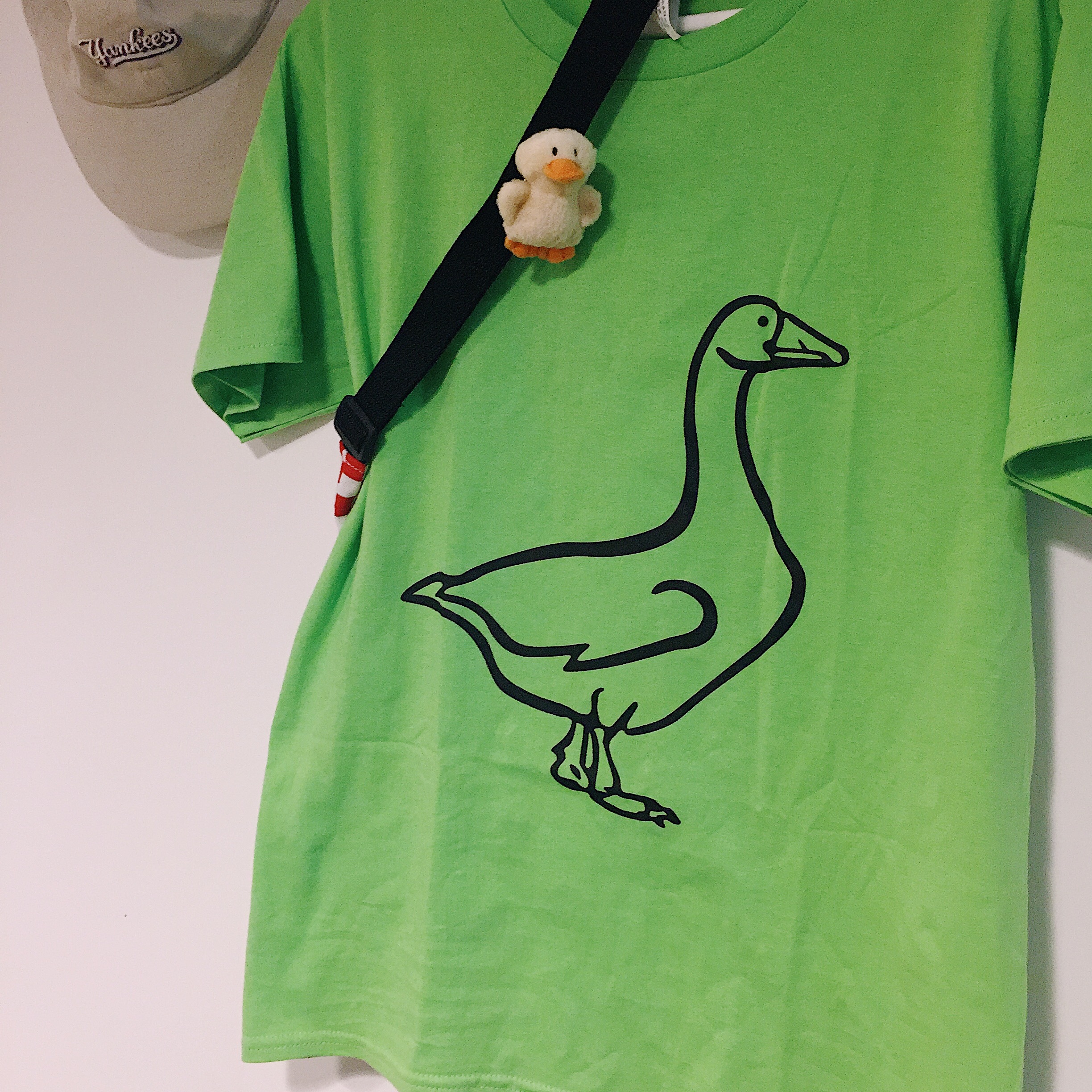 【三木山】不值钱的破烂衣服卡通动物鹅印花圆领宽松短袖t恤
