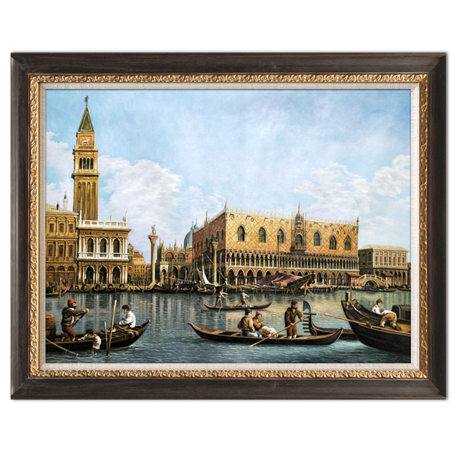 瑞堂 欧式美式玄关手工建筑油画 客厅油画手绘风景画 水城威尼斯