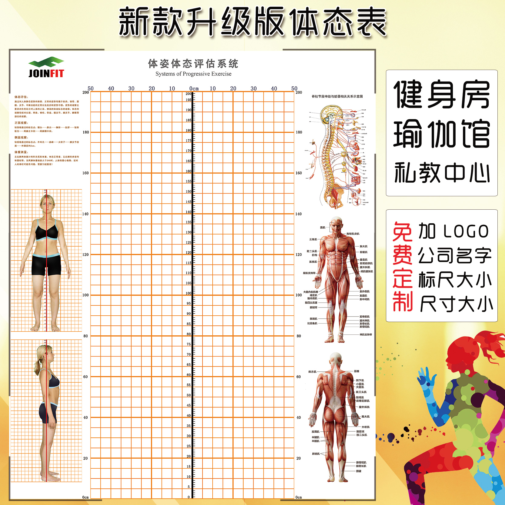 人体体态评估表健身房站姿体态评估图jf私教身体姿态评估系统墙纸