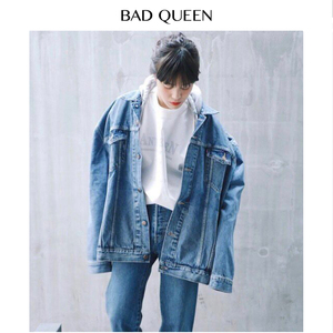 明星吴亦凡同款bf港风棒球服oversize情侣装牛仔衣外套女ulzzang牛仔外套