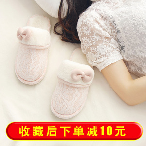 棉拖鞋女冬室内情侣厚底防滑家用地板软底男家居托鞋保暖月子鞋秋棉拖鞋
