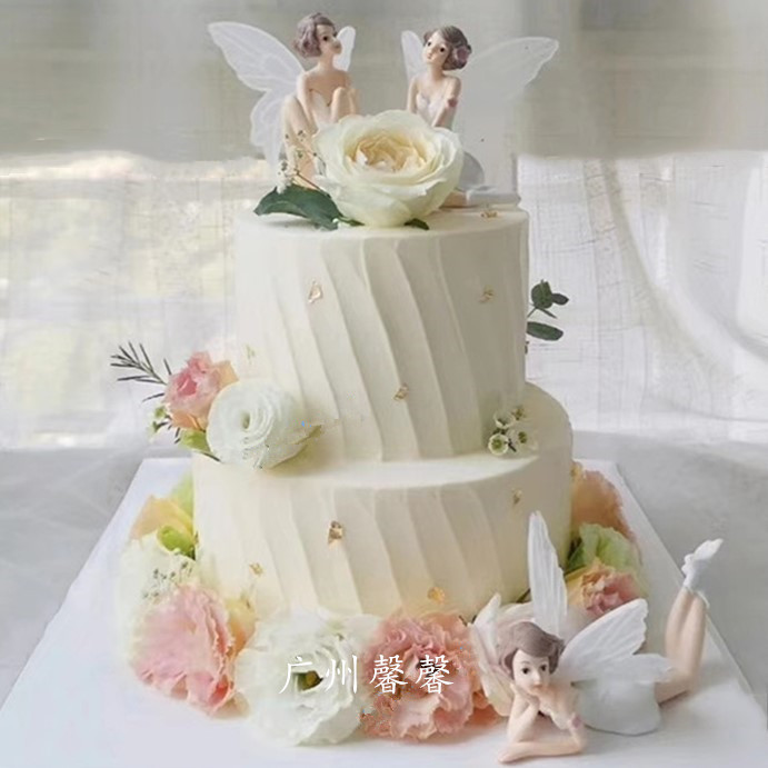 广州馨馨网红双层花仙子仿真蛋糕精灵少女花仙子生日花卉蛋糕模型