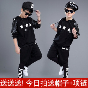 新款儿童演出服男童嘻哈街舞套装女童少儿hiphop爵士舞蹈表演服装演出服儿童
