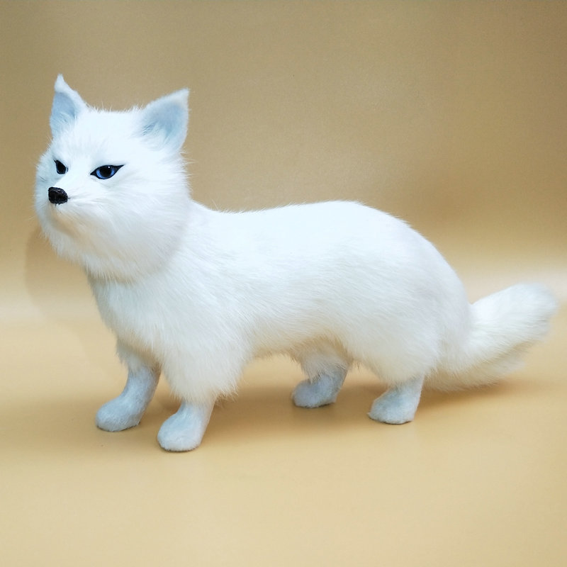 仿真动物狐狸模型白色狐狸毛绒玩具狐仙供奉摆件道具标本玩偶