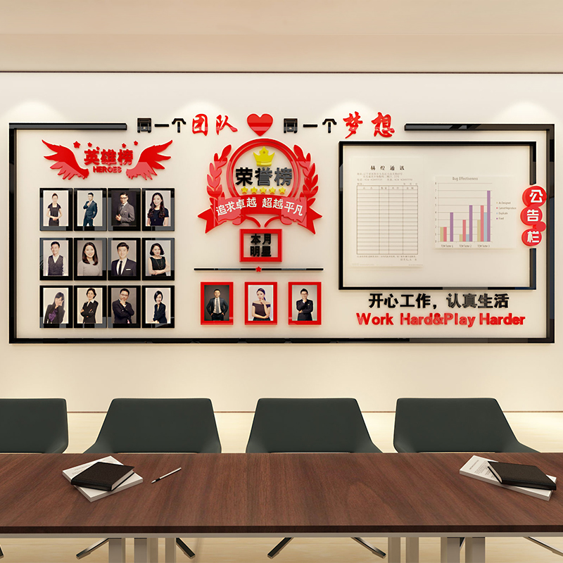 办公室装饰照片墙公司公告栏团队员工风采企业工会职工之家文化墙