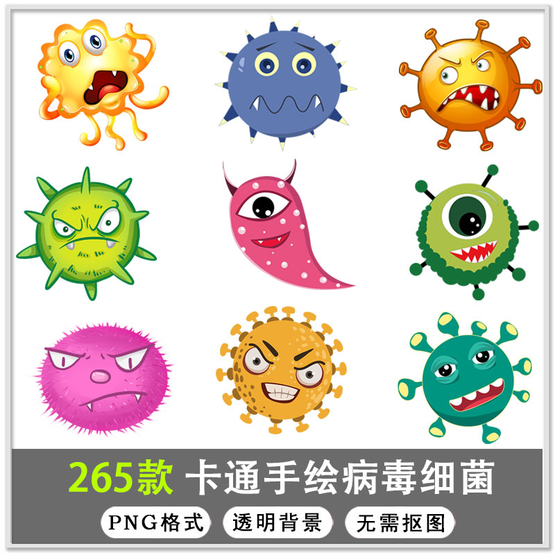 265款生物医学卡通流行病毒细菌细胞基因医疗宣传栏海报png免扣素