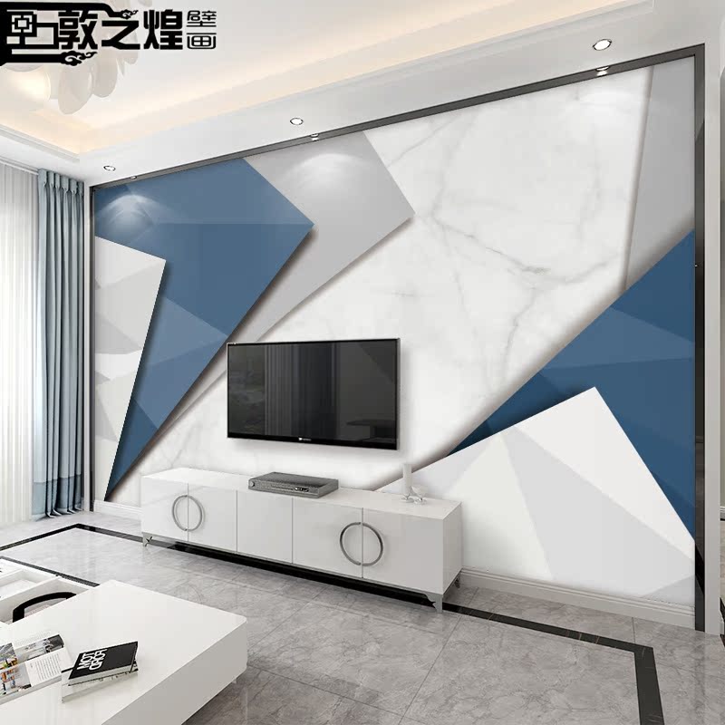 2020电视背景墙壁纸现代简约北欧几何8d小户型客厅影视墙布壁画