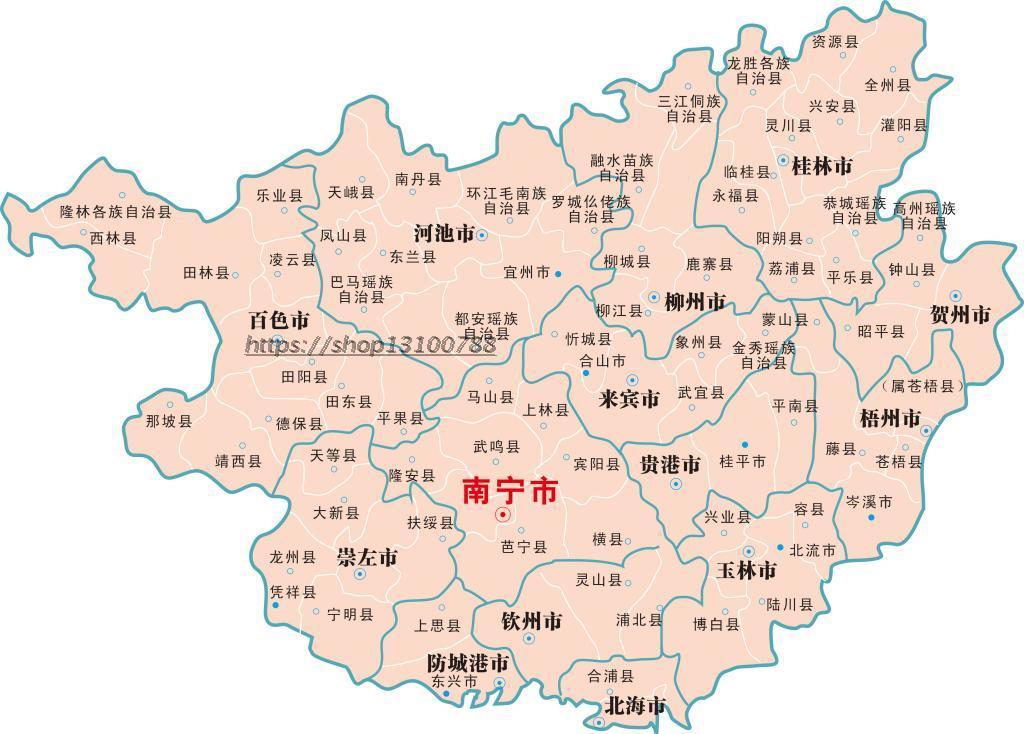 新品广西省省份地图精品cdr矢量文件高清电子设计素材