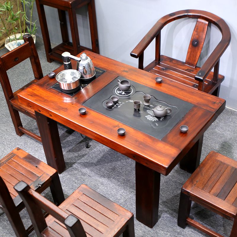 老船木实木茶桌功夫茶台现代中式家具小型阳台简约茶几茶桌椅组合