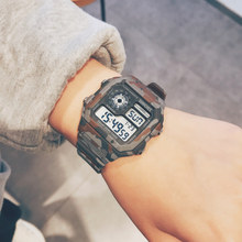 Хип - хоп часы для мальчиков корейская версия Краткий тренд женский досуг спорт ночной свет водонепроницаемые электронные часы