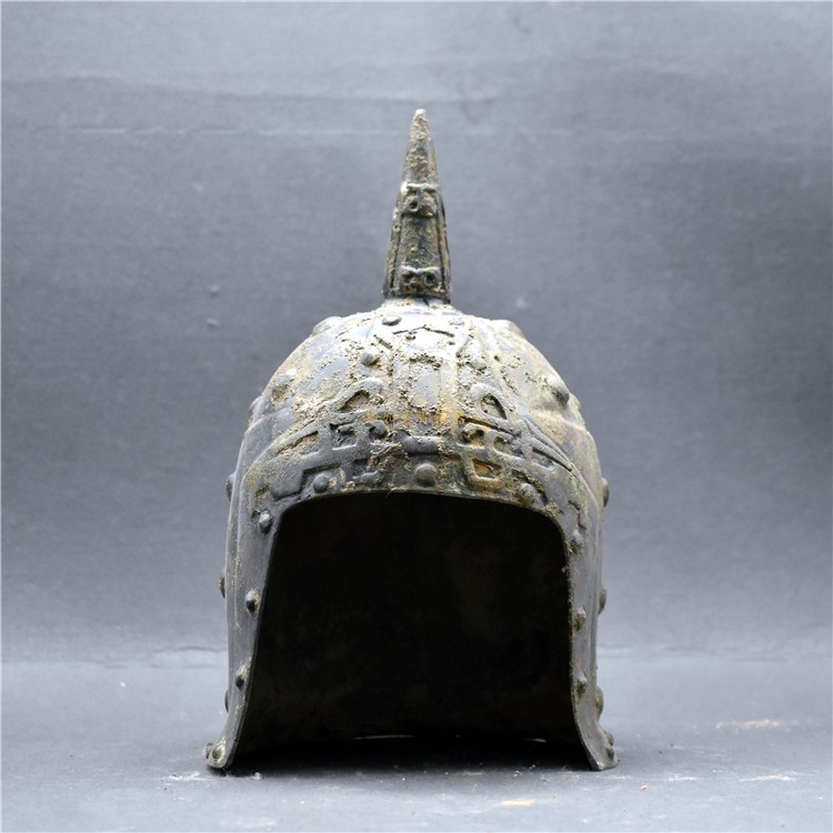 仿古青铜器秦朝兵器头盔中式软装兵器博物馆展览艺术品收藏铜摆件