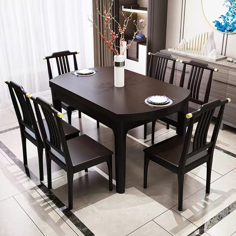 新中式全实木餐桌椅组合伸缩折叠方圆两用餐桌可变圆桌小户型饭桌