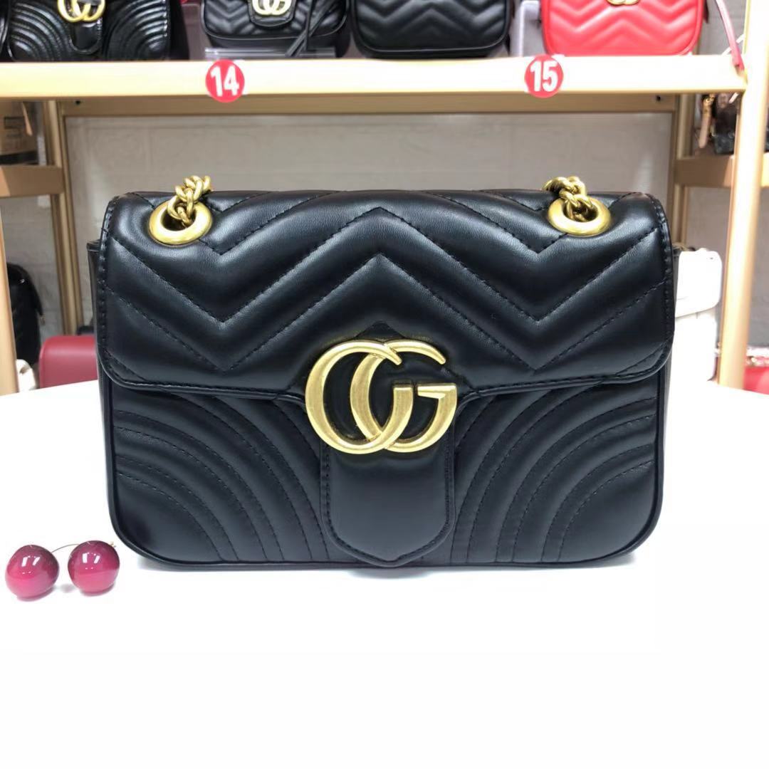双g女包单肩斜挎真皮gg网红包包爱心波浪翻盖链条包包